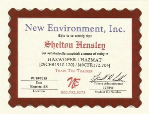 Hazwoper Training Certificate